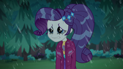 Size: 1920x1080 | Tagged: safe, derpibooru import, screencap, rarity, better together, equestria girls, inclement leather, makeup, running makeup, sad, solo