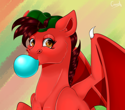 Size: 6254x5512 | Tagged: safe, artist:creed larsen, derpibooru import, oc, bat pony, pony, cap, food, gum, hat, simple background