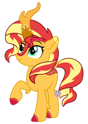 Size: 1280x1812 | Tagged: safe, artist:lovinglypromise, derpibooru import, sunset shimmer, kirin, kirin sunset, kirin-ified, simple background, solo, species swap, transparent background