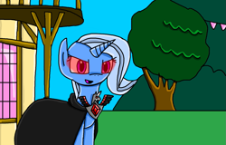 Size: 1115x715 | Tagged: safe, artist:xlunarsurgex, derpibooru import, trixie, pony, unicorn, magic duel, alicorn amulet, evil, fanart, glowing eyes, redraw, scene interpretation