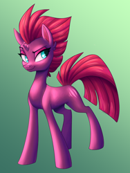 Size: 6000x8000 | Tagged: safe, artist:faline-art, derpibooru import, tempest shadow, pony, unicorn, my little pony: the movie, broken horn, eye scar, female, gradient background, green background, horn, mare, scar, simple background, solo