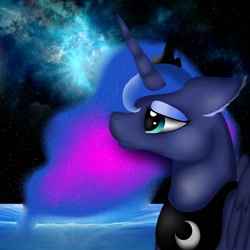 Size: 1080x1080 | Tagged: safe, alternate version, artist:rxndxm.artist, derpibooru import, princess luna, alicorn, pony, bust, ethereal mane, female, jewelry, mare, night, peytral, solo, tiara