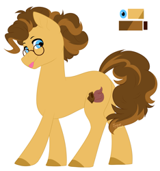 Size: 1347x1441 | Tagged: safe, artist:silentwolf-oficial, derpibooru import, oc, oc only, oc:chocolate bar, earth pony, pony, :p, colored hooves, earth pony oc, glasses, reference sheet, simple background, solo, tongue out, white background