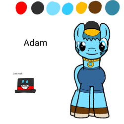 Size: 800x800 | Tagged: safe, artist:ajthekeldeo68, derpibooru import, oc, oc only, oc:adam, earth pony, pony, base used, hat, jewelry, looking at you, male, necklace, reference sheet, simple background, smiling, solo, stallion, white background