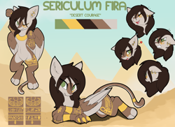 Size: 3949x2867 | Tagged: safe, artist:beardie, derpibooru import, oc, oc only, sphinx, commission, cute, egyptian, expressions, eye clipping through hair, looking at you, reference sheet, tattoo