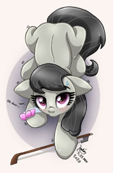 Size: 853x1300 | Tagged: safe, artist:joakaha, derpibooru import, octavia melody, earth pony, pony, blushing, bow (instrument), bowtie, cute, dialogue, female, floppy ears, looking at you, mare, nervous, oh dear, shivering, sweat, sweatdrop, tavibetes