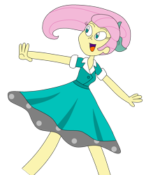 Size: 1800x1967 | Tagged: safe, artist:rarity525, derpibooru import, fluttershy, equestria girls, 50's fashion, open mouth, poodle skirt, simple background, solo, transparent background