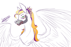 Size: 3000x2000 | Tagged: safe, artist:crystalcontemplator, derpibooru import, oc, oc only, pegasus, pony, bust, face mask, mask, pegasus oc, signature, simple background, solo, white background, wings