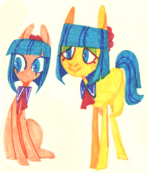 Size: 716x833 | Tagged: safe, artist:0lijmazz, derpibooru import, coco pommel, earth pony, pony, female, mare, marker drawing, multeity, traditional art