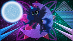 Size: 3840x2160 | Tagged: safe, artist:laszlvfx, artist:pumpkinpieforlife, derpibooru import, edit, princess luna, alicorn, pony, female, magic, mare, solo, wallpaper, wallpaper edit