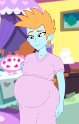 Size: 256x400 | Tagged: artist needed, safe, derpibooru import, oc, oc:harmony star, equestria girls, male, male pregnancy, maternity dress, pink dress, pregnant