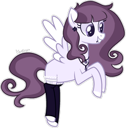 Size: 1365x1389 | Tagged: safe, artist:kurosawakuro, derpibooru import, oc, pegasus, pony, female, magical lesbian spawn, mare, offspring, parent:fleur-de-lis, parent:inky rose, simple background, solo, transparent background