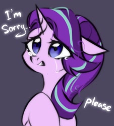 Size: 1495x1656 | Tagged: safe, artist:hydrargyrum, derpibooru import, starlight glimmer, pony, unicorn, crying, dialogue, female, mare, sad, sadlight glimmer, simple background, solo