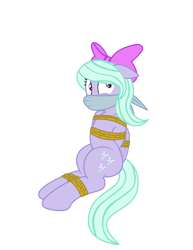 Size: 1573x2035 | Tagged: safe, artist:radiantrealm, derpibooru import, edit, flitter, pegasus, pony, arm behind back, bondage, bound, bound and gagged, bound wings, cloth gag, female, gag, mare, rope, rope bondage, shocked, simple background, solo, tied up, transparent background, wings