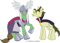 Size: 1024x742 | Tagged: safe, artist:villainous-villainy, derpibooru import, pony, awful alvin, evil, greta von gruesome, larry boy, ponified, simple background, transparent background, veggietales