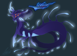 Size: 3000x2200 | Tagged: safe, artist:crystalcontemplator, derpibooru import, oc, oc only, ghost leviathan, seaponified, signature, simple background, solo, species swap, subnautica, video game