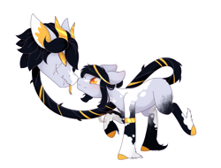 Size: 1024x779 | Tagged: safe, artist:nekoremilia1, derpibooru import, oc, oc only, earth pony, original species, pony, augmented tail, closed species, cs, fangs, horns, male, primal plant pony, simple background, solo, transparent background