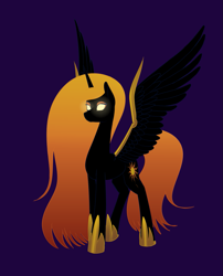 Size: 1111x1377 | Tagged: safe, artist:nevillerob, derpibooru import, nightmare star, alicorn, pony, armor, female, glowing eyes, mare, simple background, solo, wing armor