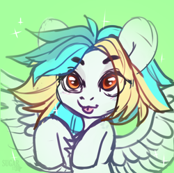 Size: 2436x2430 | Tagged: safe, artist:sugarstar, derpibooru import, oc, oc only, pegasus, pony, chest fluff, high res, simple background, sketch, solo, tongue out