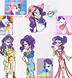 Size: 2472x2662 | Tagged: safe, artist:citi, derpibooru import, screencap, rarity, human, unicorn, green isn't your color, sweet and elite, alternate hairstyle, clothes, cutie mark accessory, dress, humanized, magic, scene interpretation, screencap reference, telekinesis