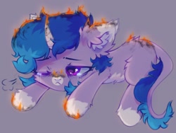 Size: 1408x1056 | Tagged: safe, artist:astralblues19, derpibooru import, oc, oc only, oc:astral blues, pony, unicorn, burning, crying, lying down, solo