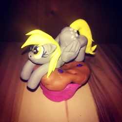 Size: 1080x1079 | Tagged: safe, artist:rxndxm.artist, derpibooru import, derpy hooves, pegasus, pony, craft, eyelashes, female, food, irl, mare, muffin, photo, sculpture, solo, traditional art