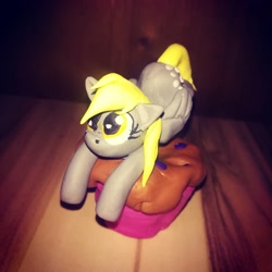 Size: 1080x1080 | Tagged: safe, artist:rxndxm.artist, derpibooru import, derpy hooves, pegasus, pony, craft, eyelashes, female, food, irl, mare, muffin, photo, sculpture, solo, traditional art