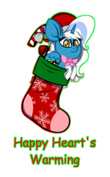Size: 1280x2048 | Tagged: safe, artist:missroxielove, derpibooru import, oc, oc:fleurbelle, alicorn, pony, alicorn oc, bow, candy, candy cane, christmas, christmas stocking, clothes, female, food, golden eyes, happy hearth's warming, hat, holiday, horn, mare, santa hat, simple background, socks, solo, text, transparent background, wingding eyes, wings