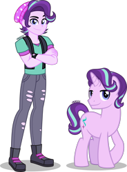 Size: 2942x4000 | Tagged: safe, artist:orin331, starlight glimmer, stellar gleam, pony, unicorn, equestria girls, beanie, clothes, crossed arms, cutie mark, equestria guys, hat, rule 63, simple background, smiling, solo, transparent background, vest, watch, wristwatch