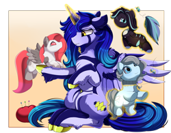 Size: 2700x2108 | Tagged: safe, artist:pridark, derpibooru import, oc, oc only, alicorn, pony, alicorn oc, cutie mark, high res, horn, levitation, magic, plushie, sitting, solo, telekinesis, toy, wings