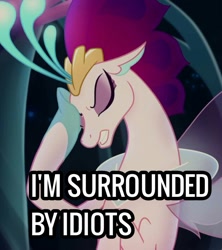 Size: 646x729 | Tagged: safe, derpibooru import, edit, edited screencap, screencap, queen novo, pony, my little pony: the movie, facepalm, i'm surrounded by idiots, scar, solo, the lion king