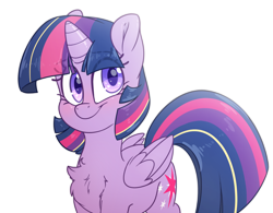 Size: 4300x3350 | Tagged: safe, artist:fluffyxai, derpibooru import, twilight sparkle, twilight sparkle (alicorn), alicorn, pony, blushing, chest fluff, cute, female, mare, redraw, simple background, smiling, solo, transparent background, white outline