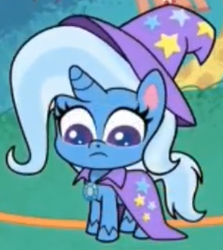 Size: 310x348 | Tagged: safe, derpibooru import, screencap, trixie, friendship gems, my little pony: pony life, spoiler:pony life s01e17, cape, clothes, cropped, hat, jump rope, looking down, trixie's cape, trixie's hat