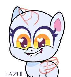 Size: 824x887 | Tagged: safe, artist:lazuli, derpibooru import, oc, oc only, alicorn, pony, my little pony: pony life, the best of the worst, spoiler:pony life s01e02, alicorn oc, bald, base, eyelashes, heart eyes, horn, lip bite, signature, simple background, solo, transparent background, wingding eyes, wings