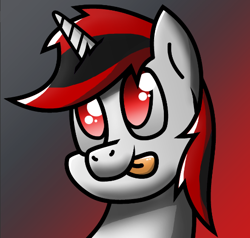 Size: 540x514 | Tagged: safe, artist:somber, derpibooru import, oc, oc:blackjack, pony, unicorn, fallout equestria, fallout equestria: project horizons, bust, cute, fanfic art, female, solo, tongue out