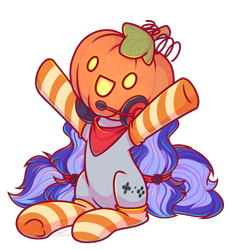 Size: 1833x2001 | Tagged: safe, artist:musicfirewind, derpibooru import, oc, oc only, oc:cinnabyte, adorkable, bandana, clothes, commission, cute, dork, gaming headset, headphones, headset, pumpkin, simple background, smiling, socks, solo, striped socks, transparent background, ych result, your character here