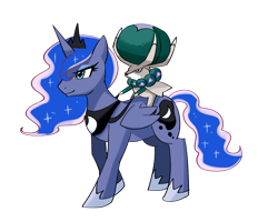 Size: 800x640 | Tagged: safe, artist:tzc, derpibooru import, princess luna, alicorn, pony, calyrex, pokemon sword and shield, pokémon, riding, simple background, transparent background