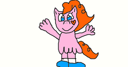 Size: 620x324 | Tagged: safe, artist:sweetheart1012, derpibooru import, oc, oc only, crossover, cute, interspecies offspring, offspring, parent:pinker, parent:pinkie pie, parent:wander, simple background, solo, wander over yonder, white background