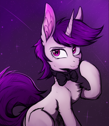 Size: 1900x2200 | Tagged: safe, artist:tatykin, derpibooru import, oc, oc only, oc:lapush buns, pony, unicorn, boop, bowtie, bunnycorn, self-boop, solo