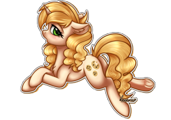 Size: 2480x1748 | Tagged: safe, artist:kruszyna25, derpibooru import, sweet biscuit, pony, unicorn, chest fluff, digital art, ear fluff, female, hoof fluff, lidded eyes, looking at you, lying, mare, simple background, solo, sticker, transparent background, underhoof