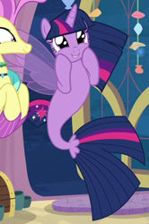 Size: 724x1091 | Tagged: safe, derpibooru import, screencap, ocean flow, twilight sparkle, twilight sparkle (alicorn), alicorn, seapony (g4), season 8, surf and/or turf, spoiler:s08, cropped, cute, female, fin wings, fins, fish tail, hoof on cheek, seaponified, seapony twilight, seaquestria, smiling, solo focus, species swap, twiabetes, underwater, water, wide eyes, wings