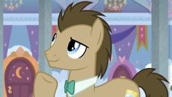 Size: 1280x720 | Tagged: safe, derpibooru import, screencap, doctor whooves, earth pony, a horse shoe-in, bowtie, cute, male, school of friendship, solo