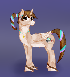 Size: 1140x1257 | Tagged: safe, artist:twin-fan, derpibooru import, oc, oc only, alicorn, crystal pony, pony, alicorn oc, female, hoof fluff, horn, jewelry, looking back, mare, necklace, smiling, solo, wings