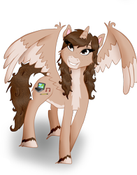 Size: 1130x1444 | Tagged: safe, artist:twin-fan, derpibooru import, oc, oc only, alicorn, pony, alicorn oc, ear piercing, female, grin, horn, mare, piercing, simple background, smiling, solo, transparent background, two toned wings, unshorn fetlocks, wings