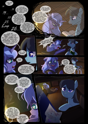 Size: 1240x1754 | Tagged: safe, artist:lunarcakez, derpibooru import, princess luna, oc, alicorn, earth pony, pony, comic:the origins of hollow shades, comic, s1 luna