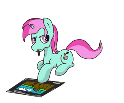 Size: 1200x1000 | Tagged: safe, artist:amateur-draw, derpibooru import, oc, oc:belle boue, pony, unicorn, drawing, looking at you, lying down, male, pencil, simple background, solo, stallion, tablet