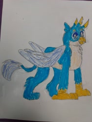 Size: 3120x4160 | Tagged: safe, artist:thegamerpainter, derpibooru import, gallus, griffon, drawing, paper, photo, solo, traditional art