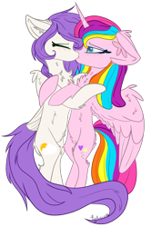 Size: 1360x2048 | Tagged: safe, artist:tizhonolulu, derpibooru import, oc, oc only, pegasus, floppy ears, kissing, simple background, standing, transparent background