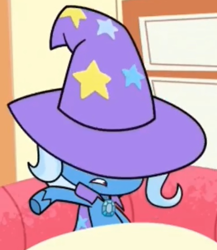 Size: 486x560 | Tagged: safe, derpibooru import, screencap, trixie, pony, unicorn, friendship gems, my little pony: pony life, spoiler:pony life s01e17, cape, clothes, cropped, female, hat, mare, solo, trixie's cape, trixie's hat