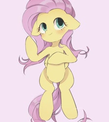 Size: 1600x1800 | Tagged: safe, artist:nanima, artist:nanimamlp, derpibooru import, fluttershy, pegasus, pony, blushing, cute, female, floppy ears, lying down, mare, on back, pink background, shyabetes, simple background, solo